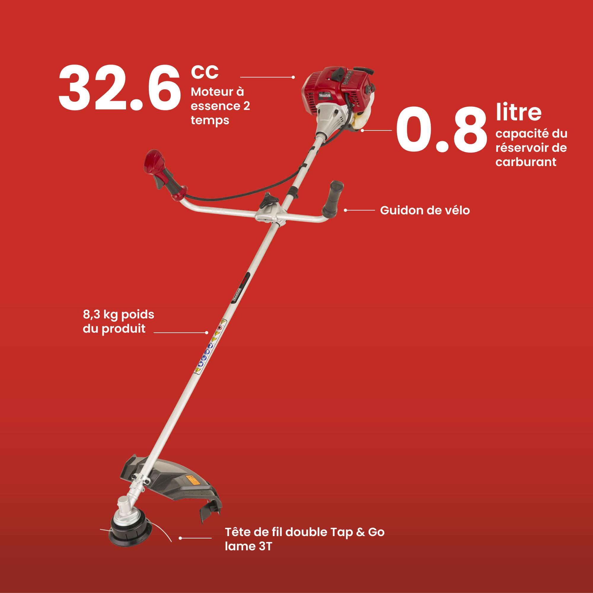 Débroussailleuse MB33D, moteur 2 temps 32,6 cm³, largeur 43 cm, guidon type vélo, idéale pour herbes denses – Mountfield - Image 6
