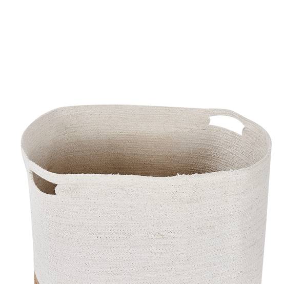 Lot de 2 Paniers en Coton Tressés pour le Linge Blanc et Beige Clair Pour Rangement Déco Bohème - Image 4