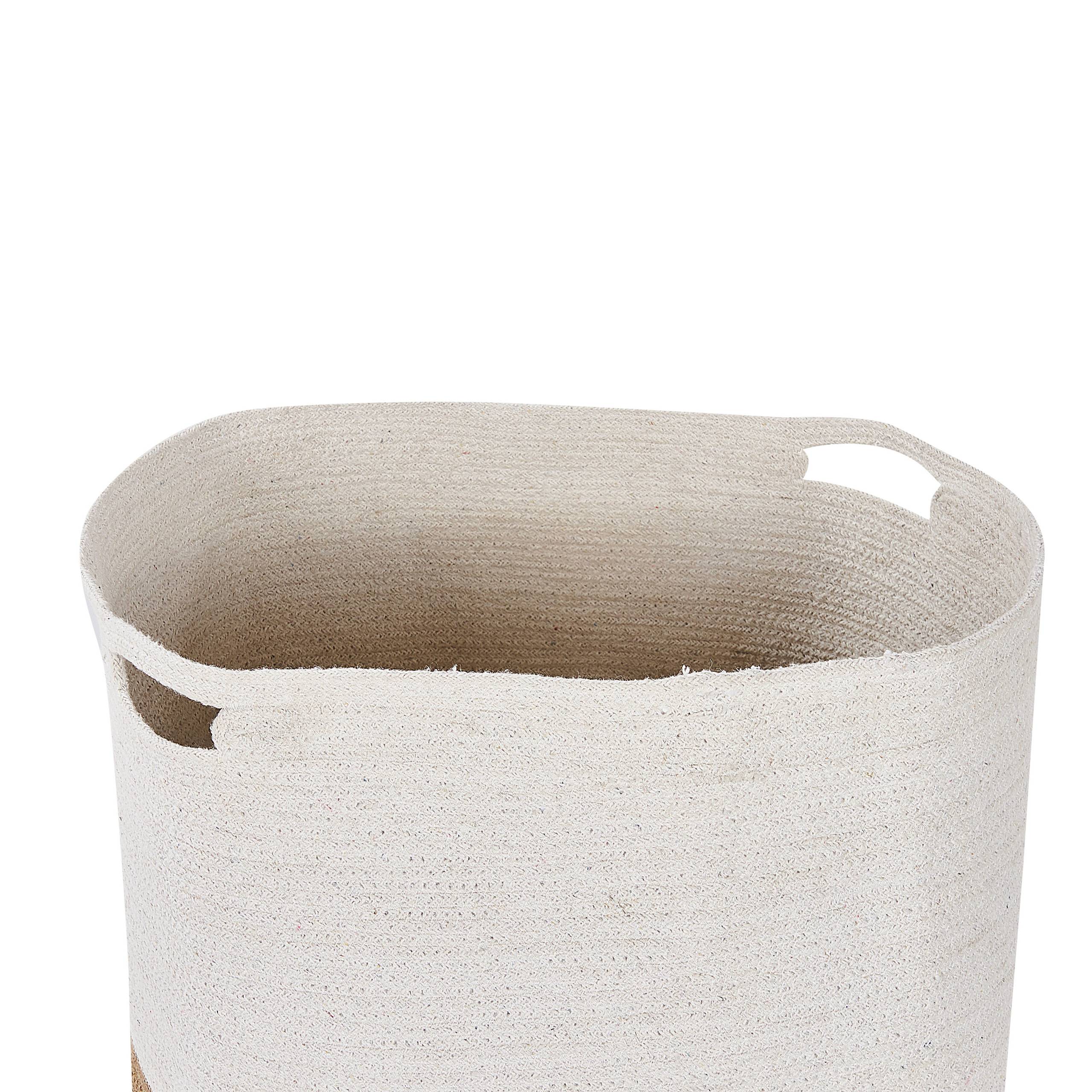 Lot de 2 Paniers en Coton Tressés pour le Linge Blanc et Beige Clair Pour Rangement Déco Bohème - Image 4