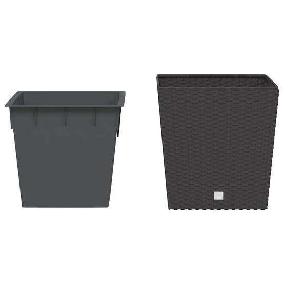 Jardinière polypropylène aspect rotin marron 32 x 32 x 32.5 cm - PANGIVO - Image 3