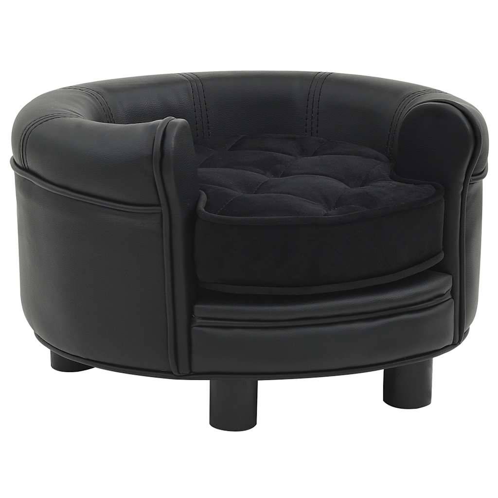Vidaxl - Canapé pour chien Noir 48x48x32 cm Peluche et similicuir vidaXL 170957 - Image 1