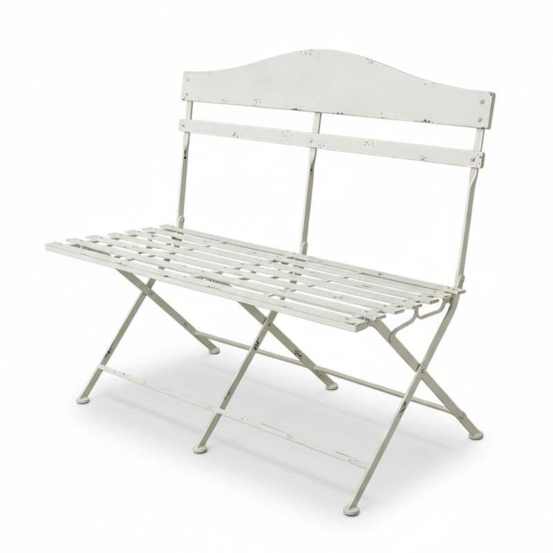 La Grande Prairie - Banc de jardin fer blanc 104x55x94cm