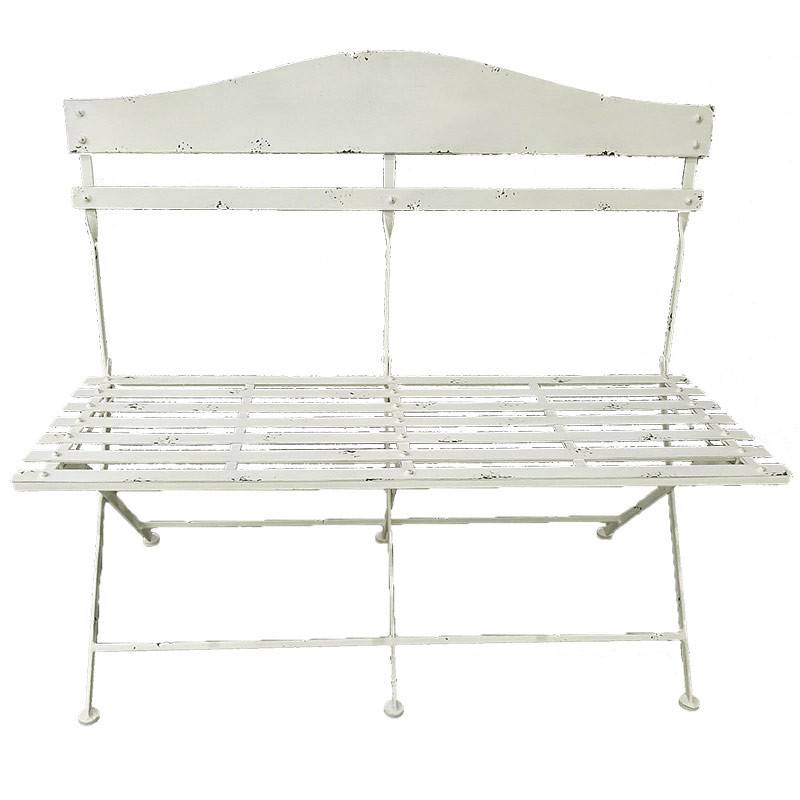 La Grande Prairie - Banc de jardin fer blanc 104x55x94cm - Image 3