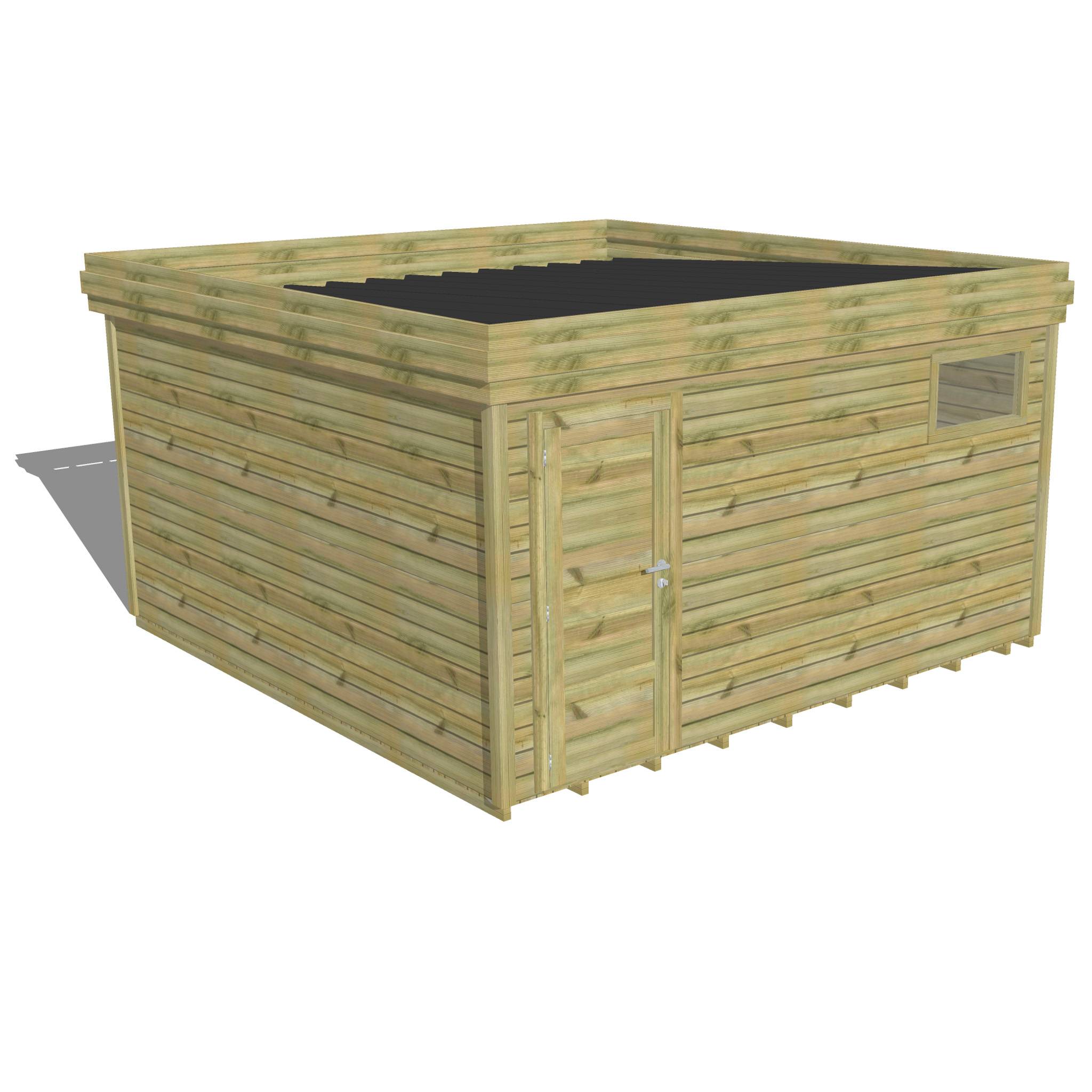 ABRI DE JARDIN bois  autoclave 27mm - 4,34x4,34m / 19m2 - Bac acier - Plancher bois - Image 1