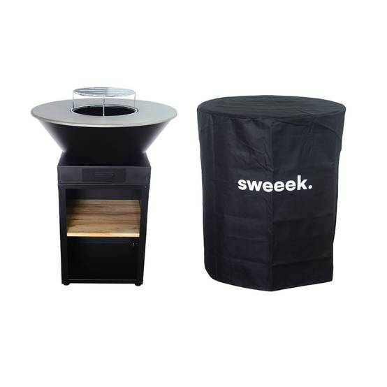 sweeek - Brasero barbecue Ø81.5cm avec grille de cuisson. espace de stockage pour le bois + Housse en polyester | sweeek - Image 2