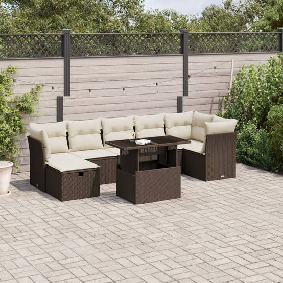 Vidaxl - Salon de jardin 8 pcs avec coussins marron résine tressée vidaXL 3274673 - Image 1