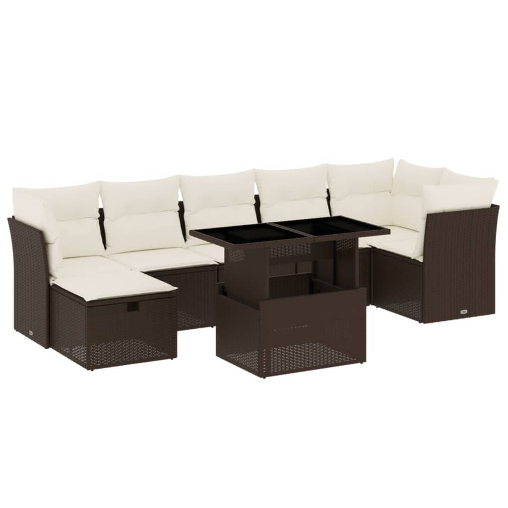 Vidaxl - Salon de jardin 8 pcs avec coussins marron résine tressée vidaXL 3274673 - Image 2