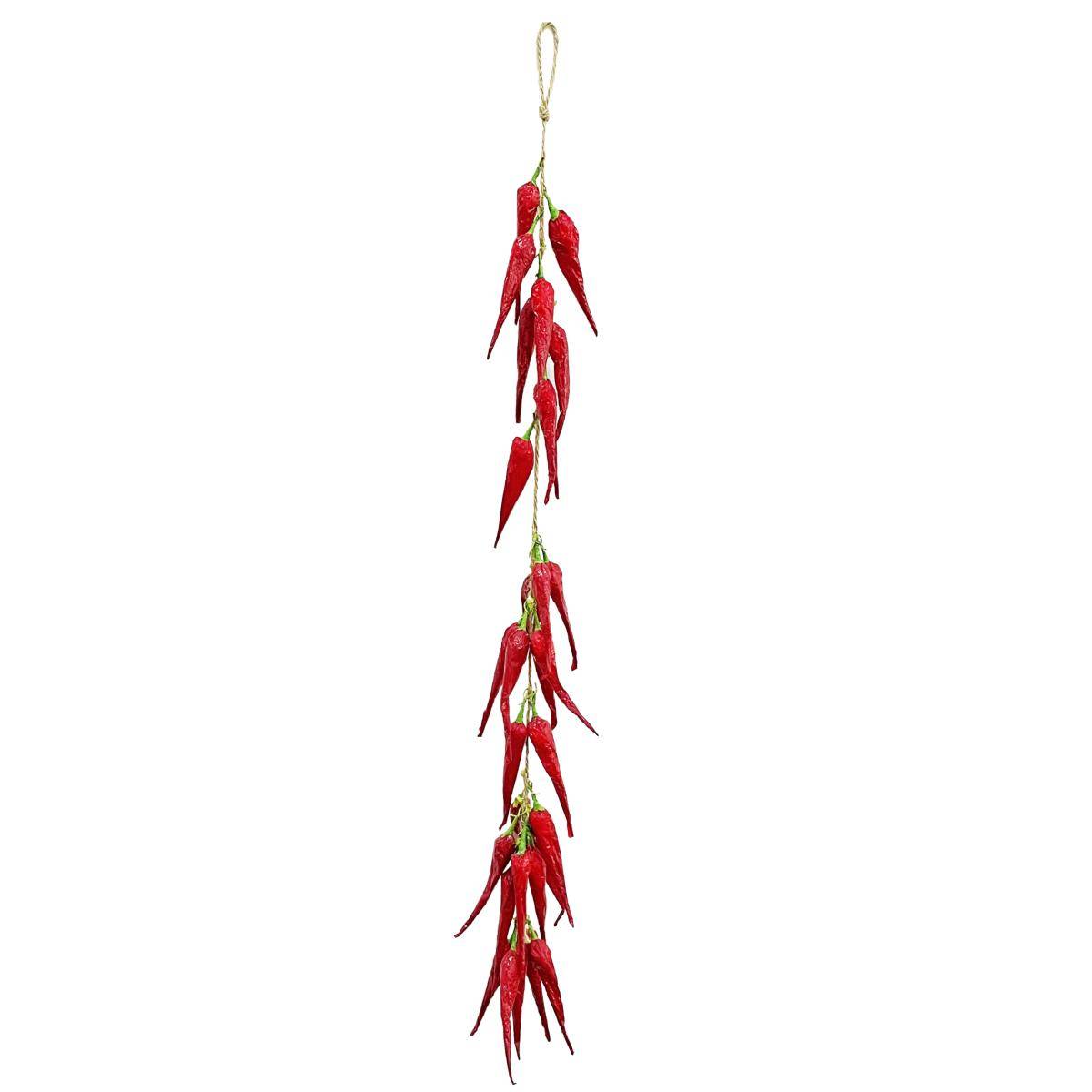 Piment d'espelette artificiel en guirlande Longueur 52 cm 16 piments rouges 1 cm - Image 1