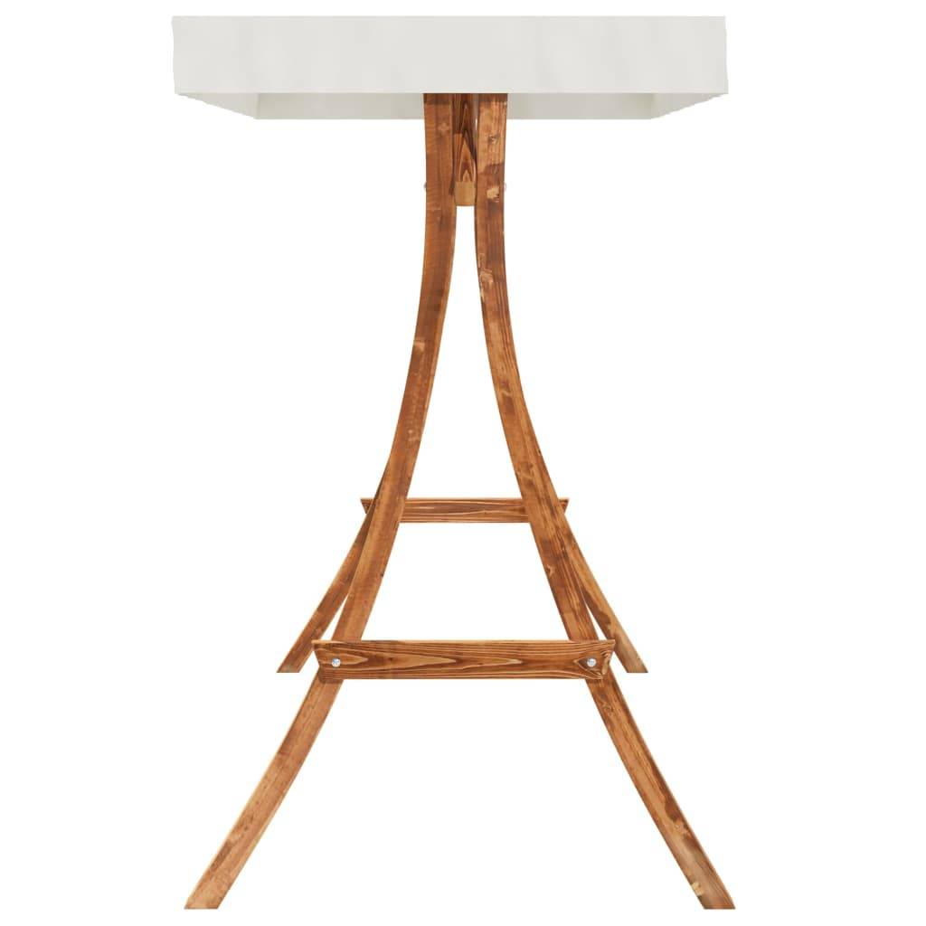 Balancelle de Jardin avec Toit Abri Soleil en Bois d'Épicéa Massif Aspect Teck pour Terrasse et Extérieur Crème – ComfortXL Outdoor Living - Image 6