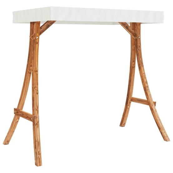 Balancelle de Jardin avec Toit Abri Soleil en Bois d'Épicéa Massif Aspect Teck pour Terrasse et Extérieur Crème – ComfortXL Outdoor Living - Image 7