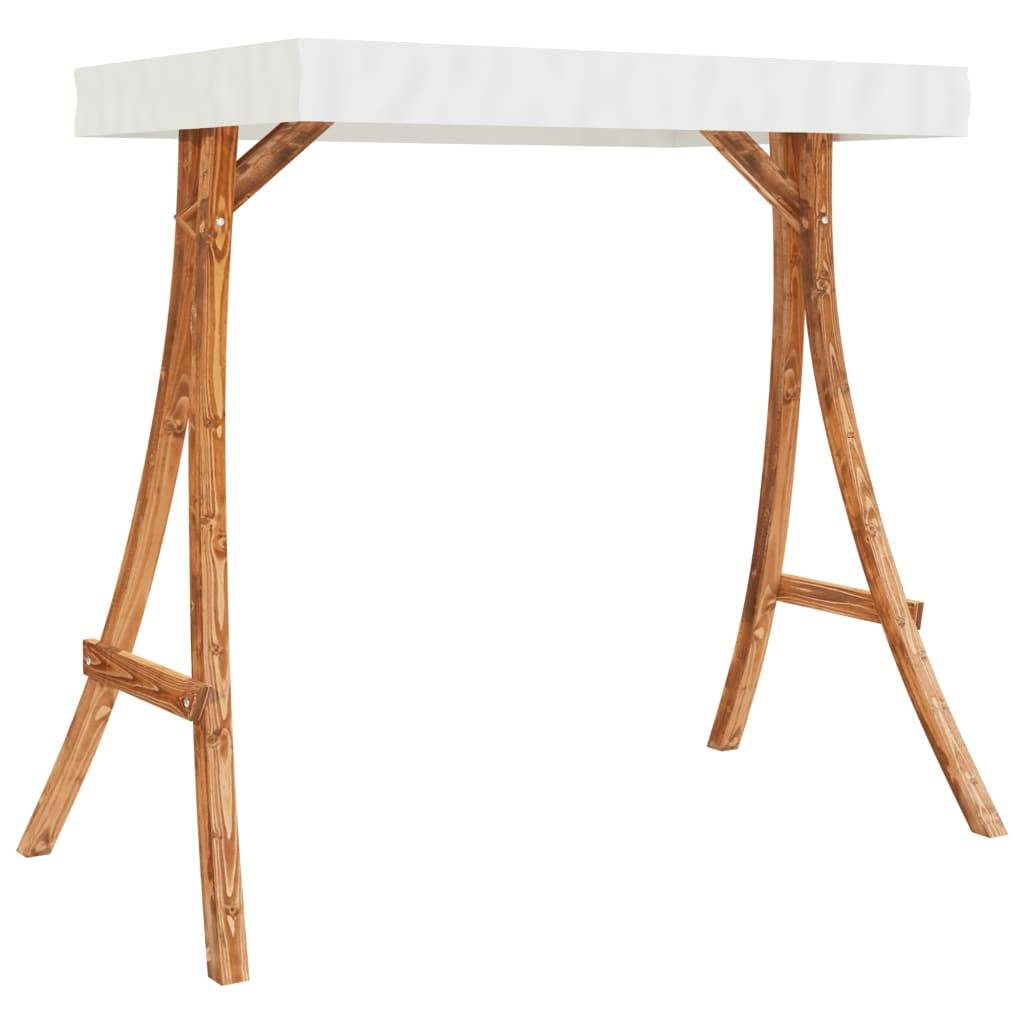 Balancelle de Jardin avec Toit Abri Soleil en Bois d'Épicéa Massif Aspect Teck pour Terrasse et Extérieur Crème – ComfortXL Outdoor Living - Image 7