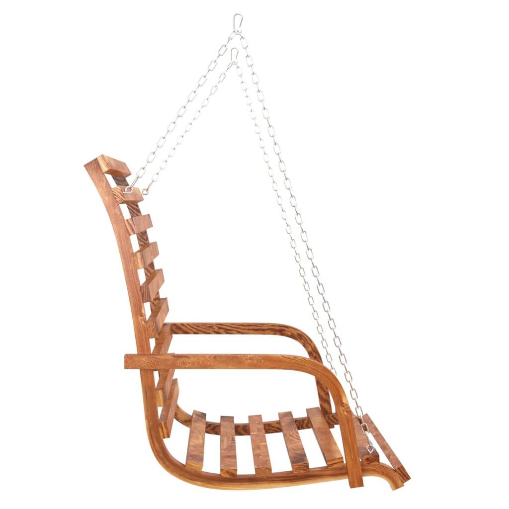 Balancelle de Jardin avec Toit Abri Soleil en Bois d'Épicéa Massif Aspect Teck pour Terrasse et Extérieur Crème – ComfortXL Outdoor Living - Image 4