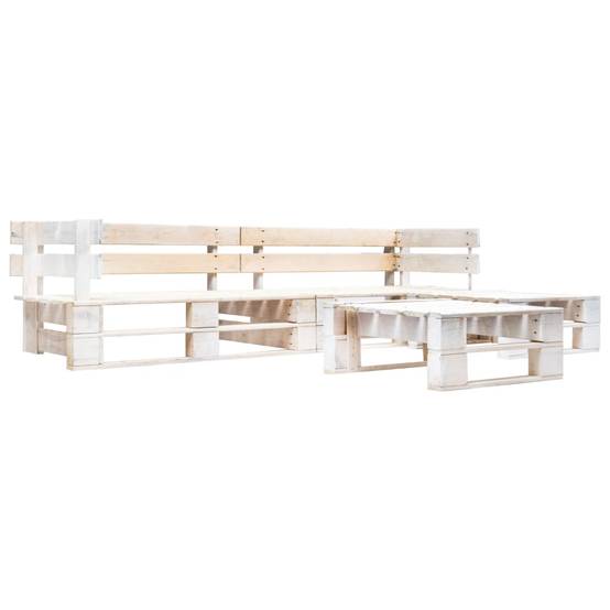 Salon de jardin palette 4 pcs | Mobilier d'extérieur Bois Blanc Maison Chic - Image 2