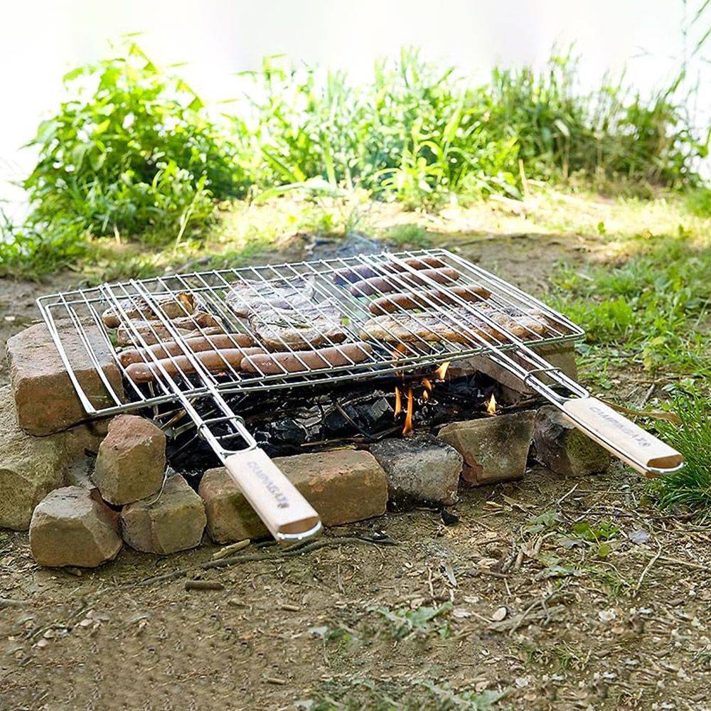 Grande grille barbecue rectangulaire double 48 x 27 cm - Image 2