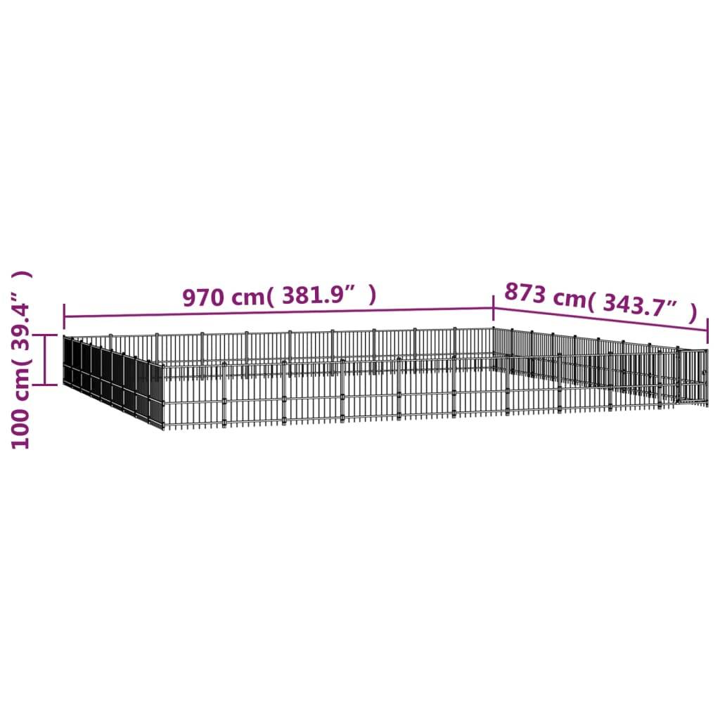 Vidaxl - Chenil d'extérieur pour chiens Acier 84,68 m² vidaXL 3124661 - Image 3