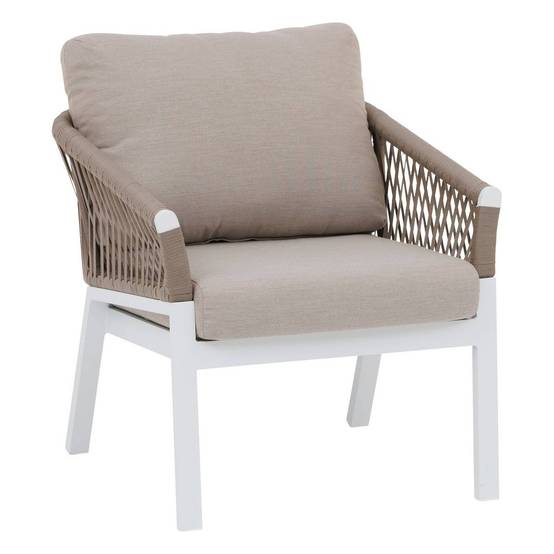 Hesperide - Fauteuil de salon de jardin "Oriengo" taupe & blanc en aluminium traité époxy Hespéride - Image 2