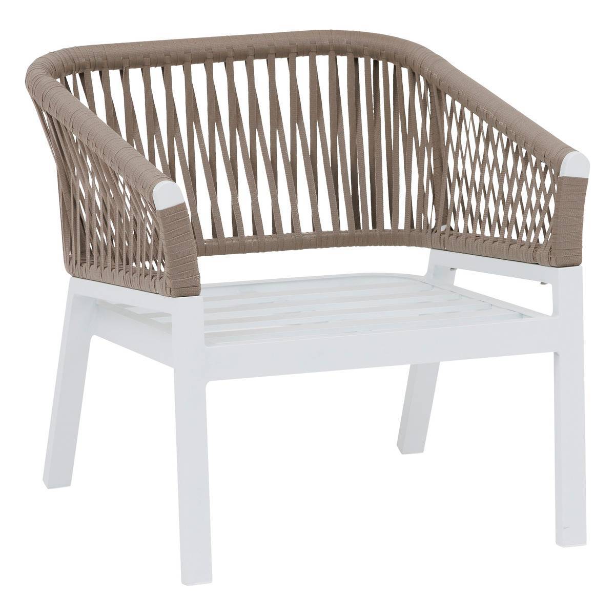 Hesperide - Fauteuil de salon de jardin "Oriengo" taupe & blanc en aluminium traité époxy Hespéride - Image 3