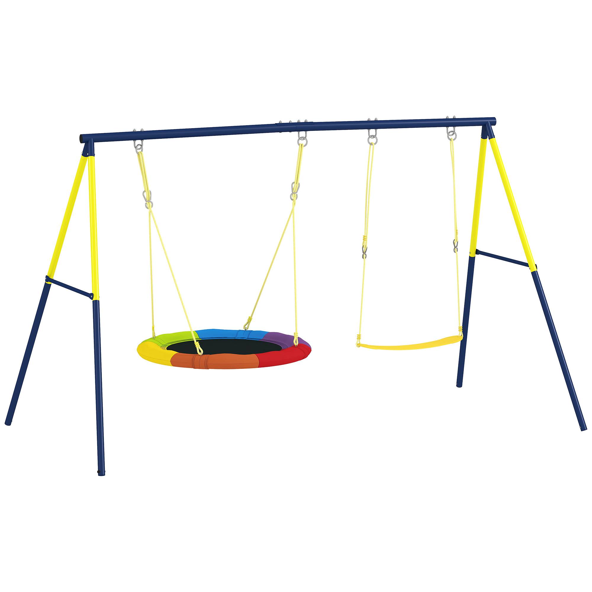 Balançoire bébé cordes réglables, support acier, charge 150 kg, pour 3 enfants 3-8 ans, multicolore, solide pour le jardin - Image 10