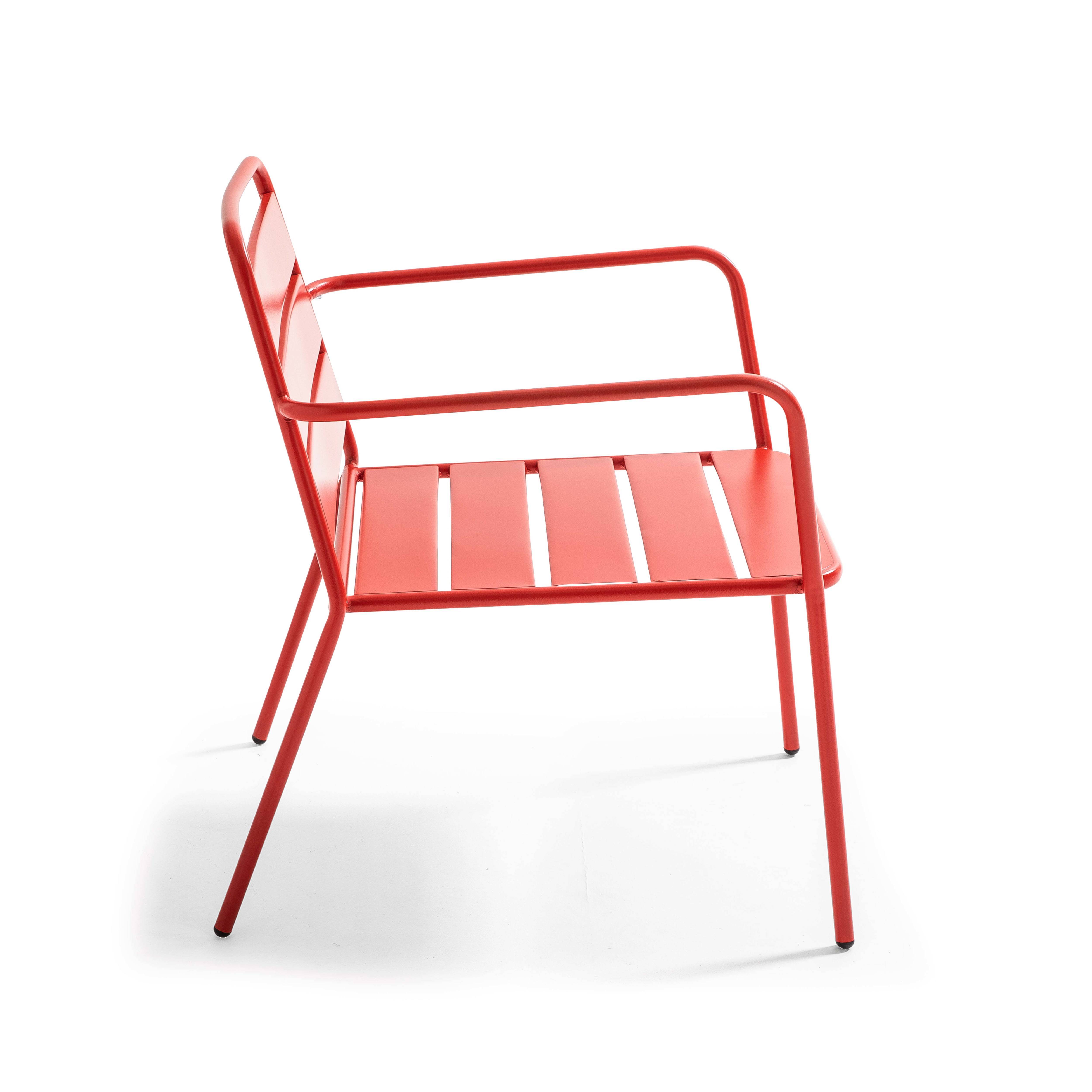 Oviala - Fauteuil de jardin bas en métal rouge Palavas - Oviala - Image 3
