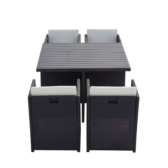 Table et chaise 4 places encastrables alu résine gris-blanc SUNSET - Image 1