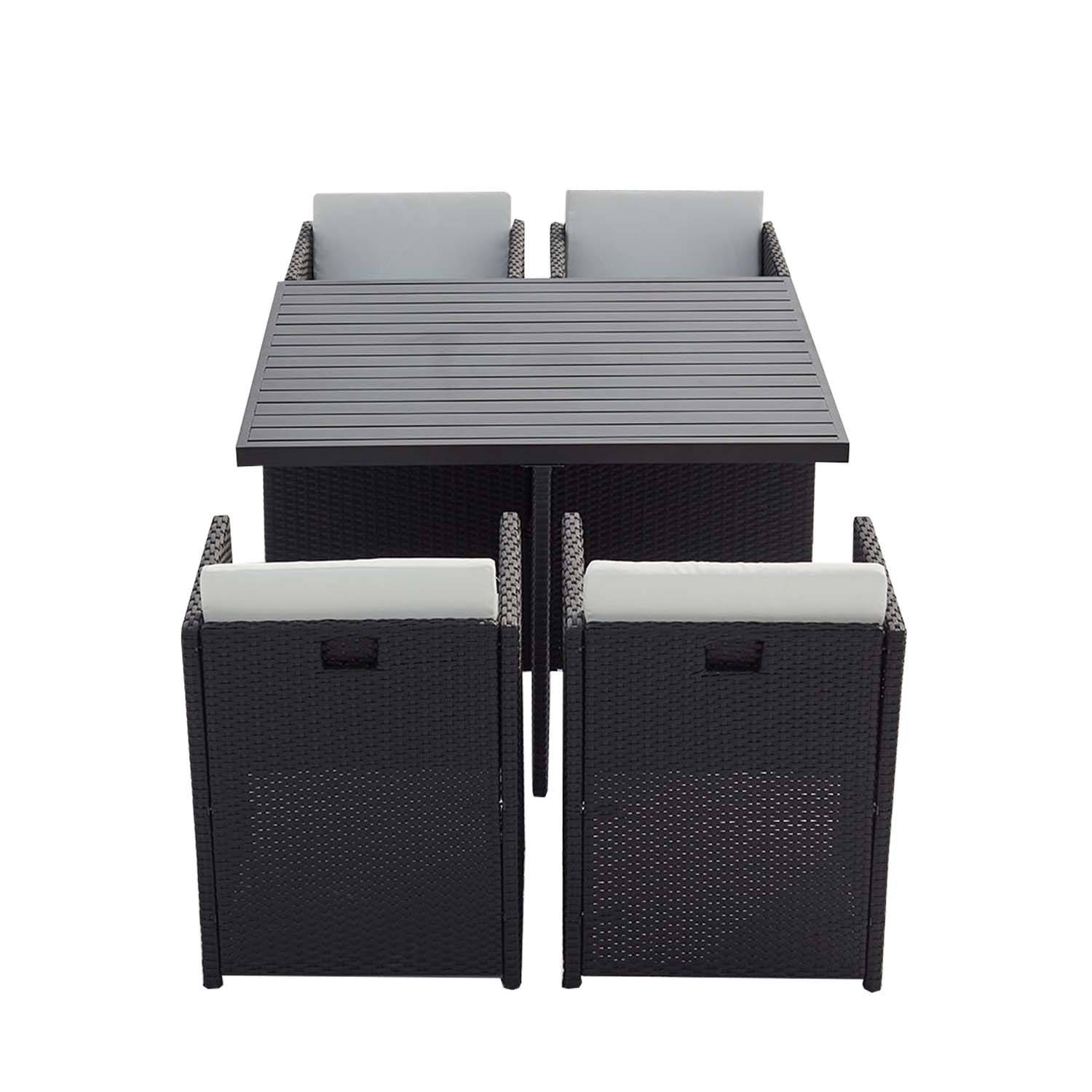 Table et chaise 4 places encastrables alu résine gris-blanc SUNSET - Image 1