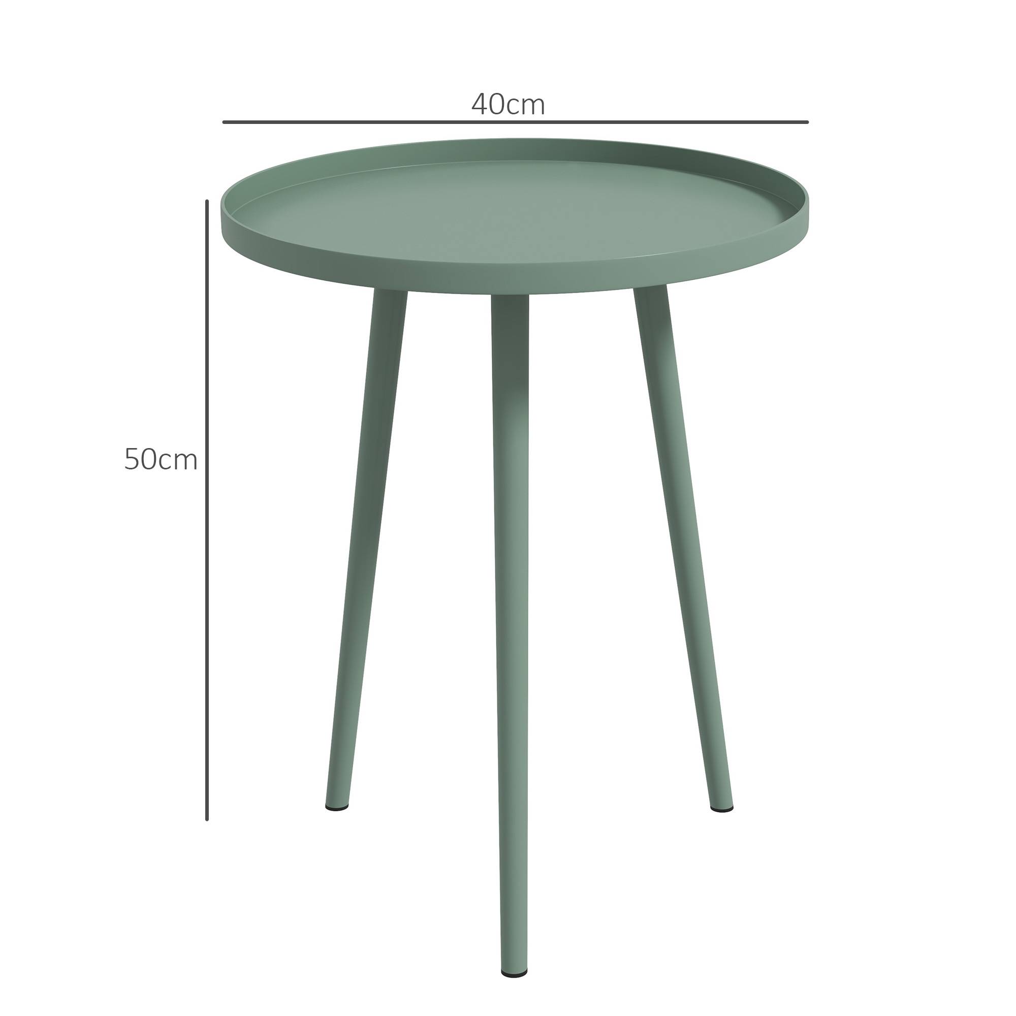 Table basse de jardin ronde, table d'appoint extérieur avec bord rond en acier, dim. Ø40 x 50H cm vert - Image 5