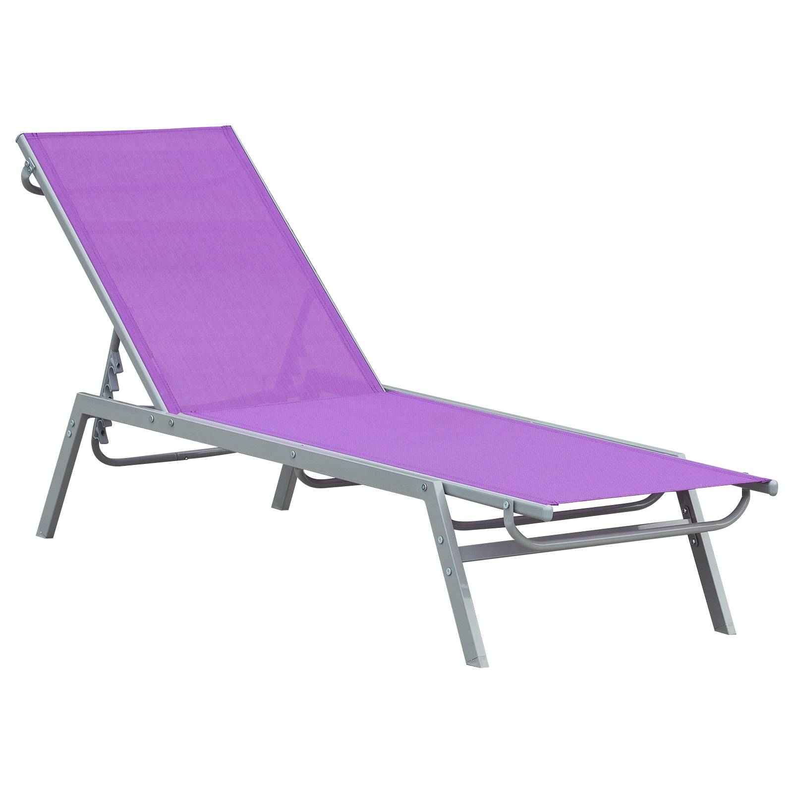Outsunny - Bain de soleil transat design contemporain - dossier inclinable multi-positions - métal époxy textilène mauve - Outsunny - Image 1
