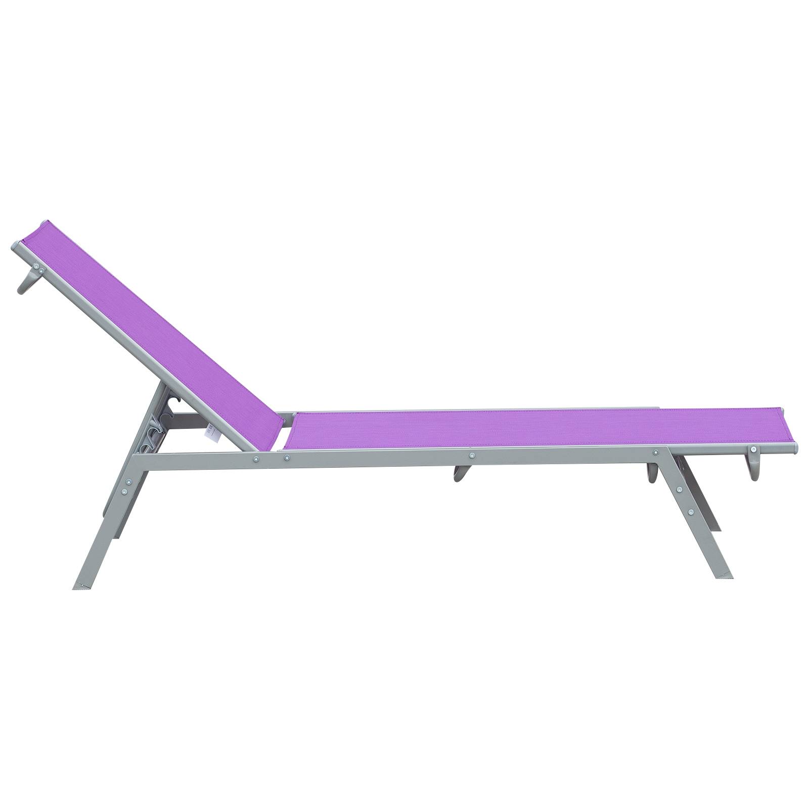 Outsunny - Bain de soleil transat design contemporain - dossier inclinable multi-positions - métal époxy textilène mauve - Outsunny - Image 4