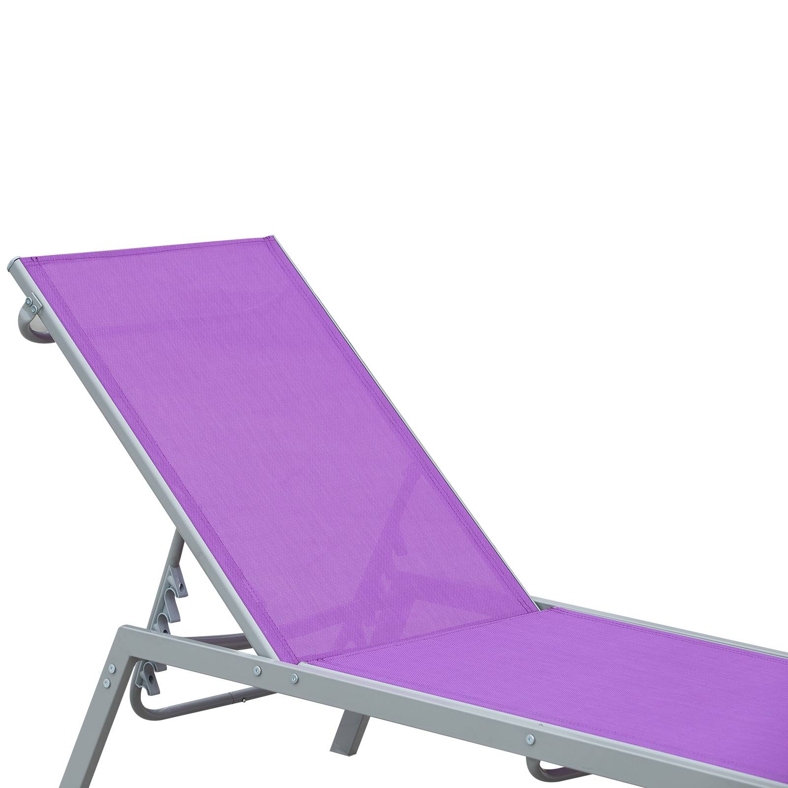 Outsunny - Bain de soleil transat design contemporain - dossier inclinable multi-positions - métal époxy textilène mauve - Outsunny - Image 7