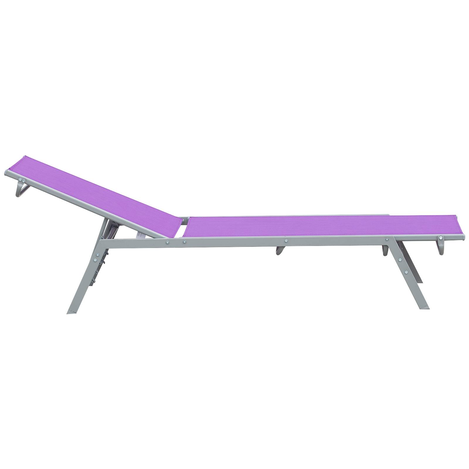 Outsunny - Bain de soleil transat design contemporain - dossier inclinable multi-positions - métal époxy textilène mauve - Outsunny - Image 5