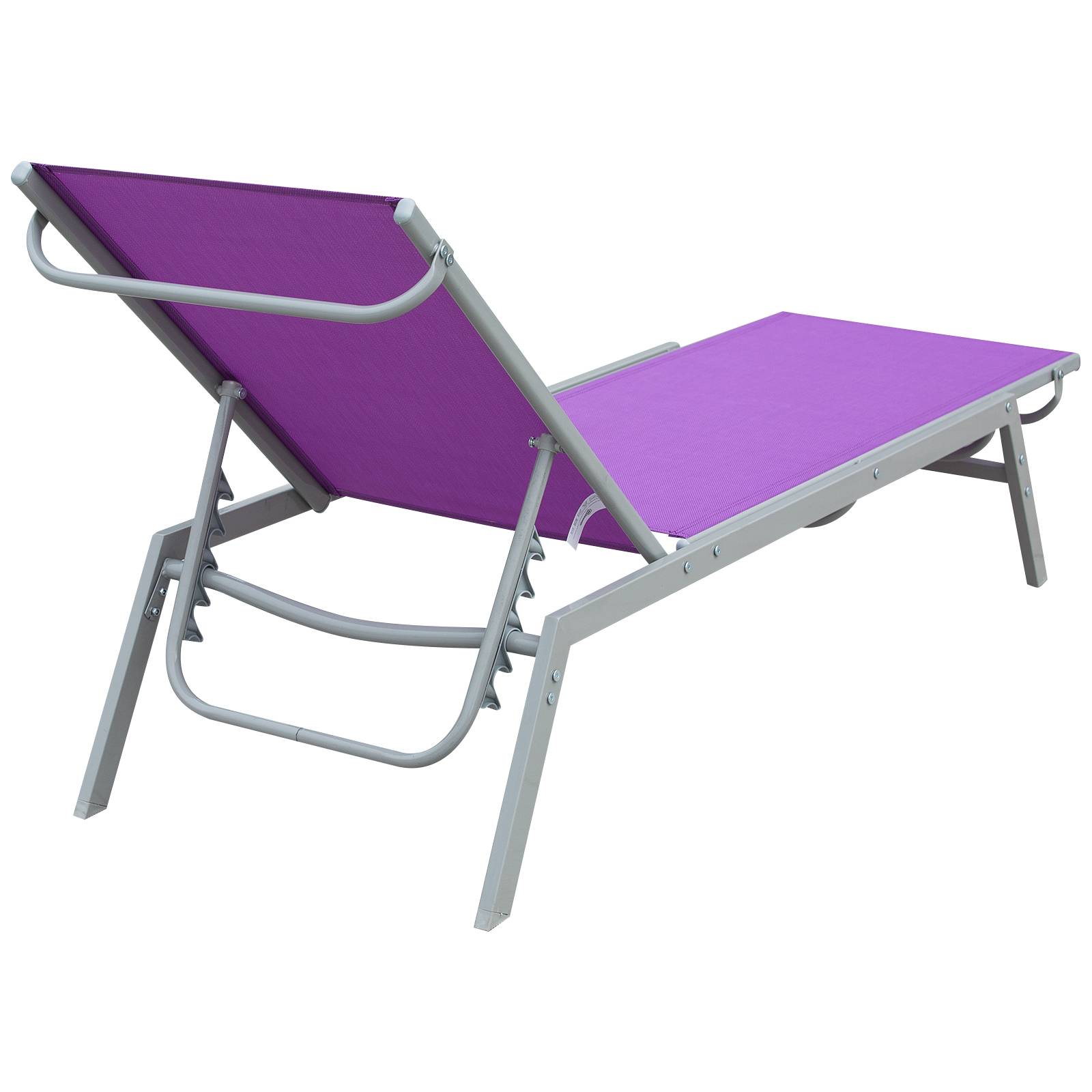 Outsunny - Bain de soleil transat design contemporain - dossier inclinable multi-positions - métal époxy textilène mauve - Outsunny - Image 6