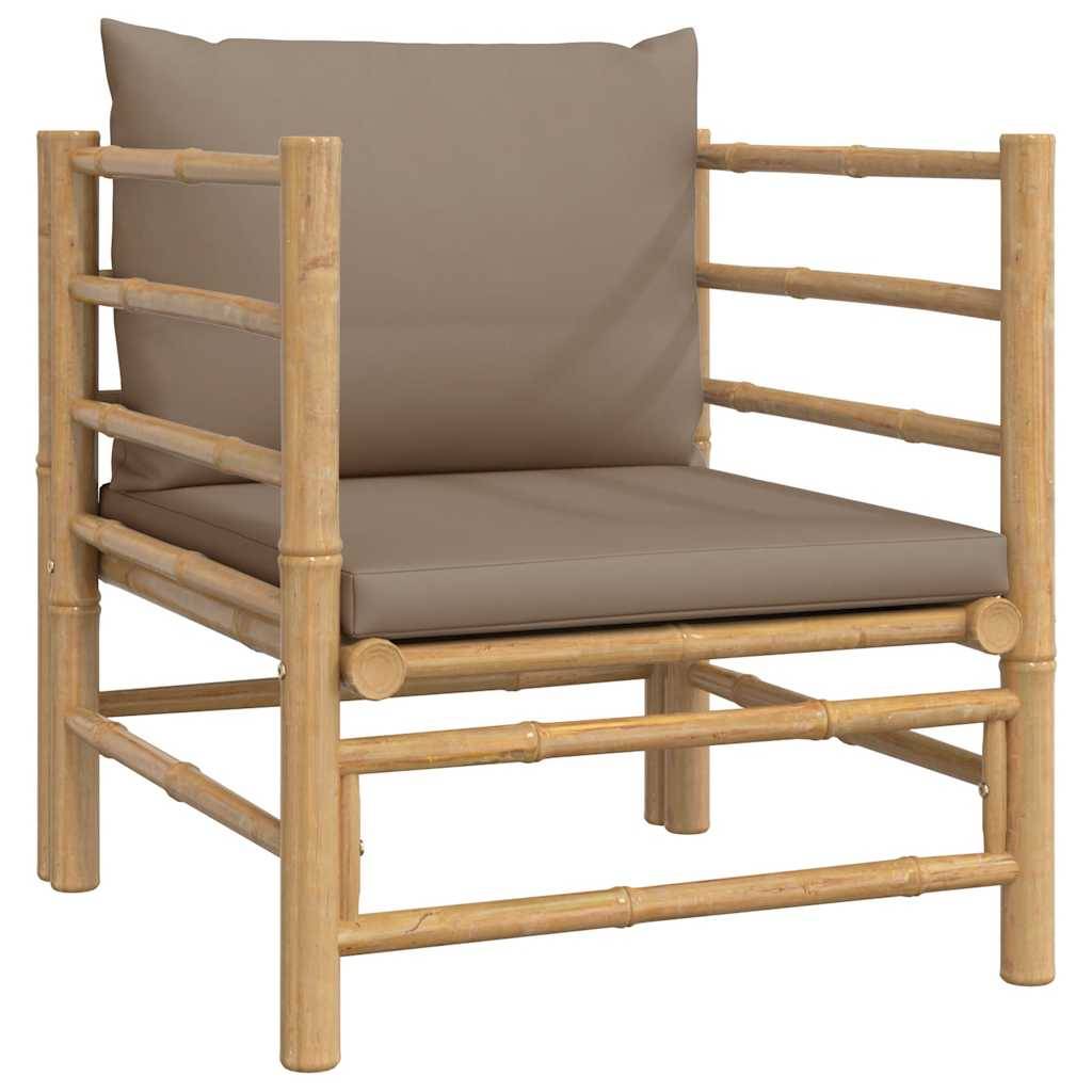 ComfortXL - Fauteuil de Jardin Relaxant en Bambou Naturel avec Accoudoirs et Coussins Confort Taupe – ComfortXL Outdoor Living - Image 2
