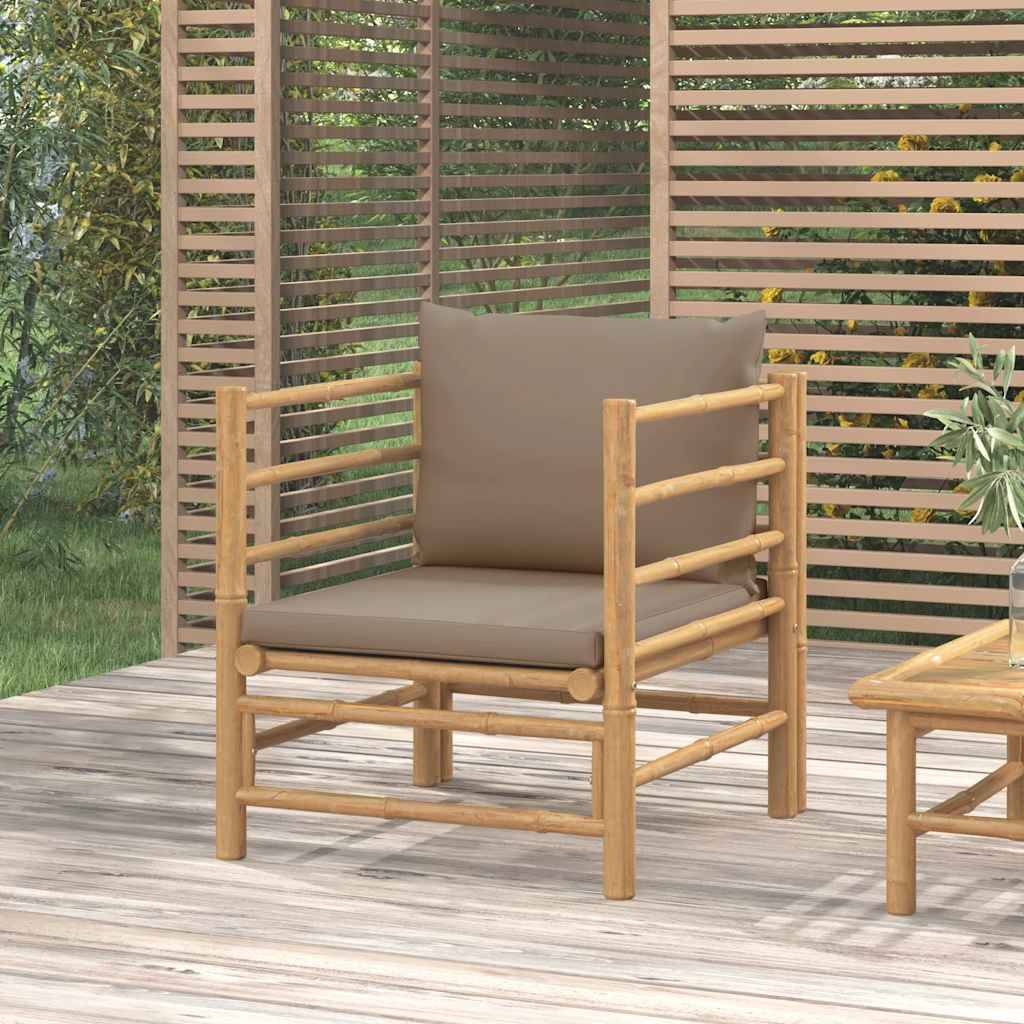 ComfortXL - Fauteuil de Jardin Relaxant en Bambou Naturel avec Accoudoirs et Coussins Confort Taupe – ComfortXL Outdoor Living - Image 1
