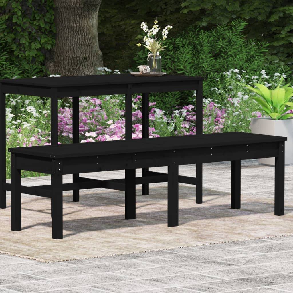 Maison Chic - Banc de jardin - Banc d'extérieur - Banquette à 2 places noir 159,5x44x45cm bois massif de pin - Image 3