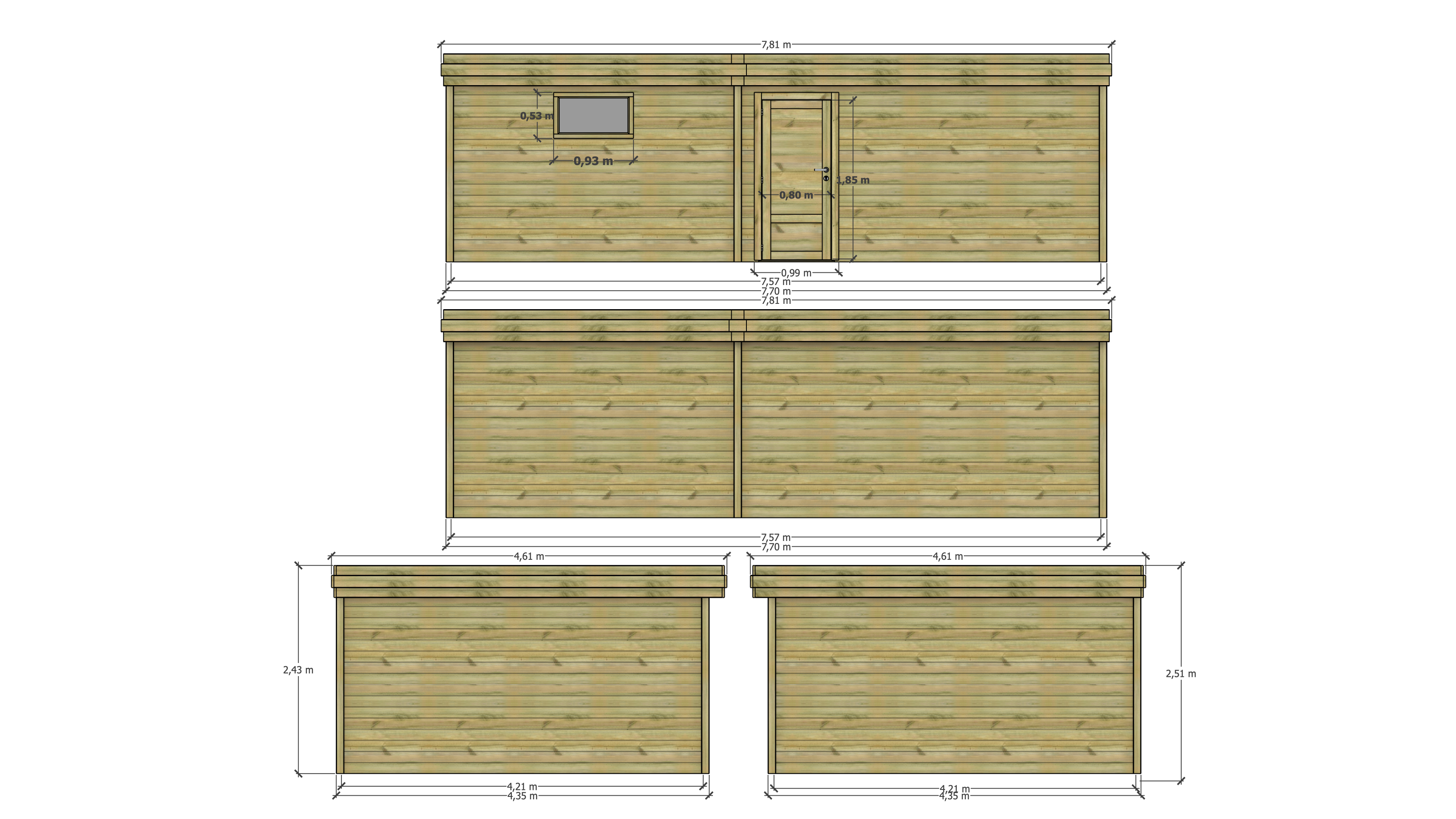 Abri Français - ABRI DE JARDIN bois Pin traité autoclave 27mm - 7,695x4,34m / 33m2 - Bac acier - Abri Français - Image 4