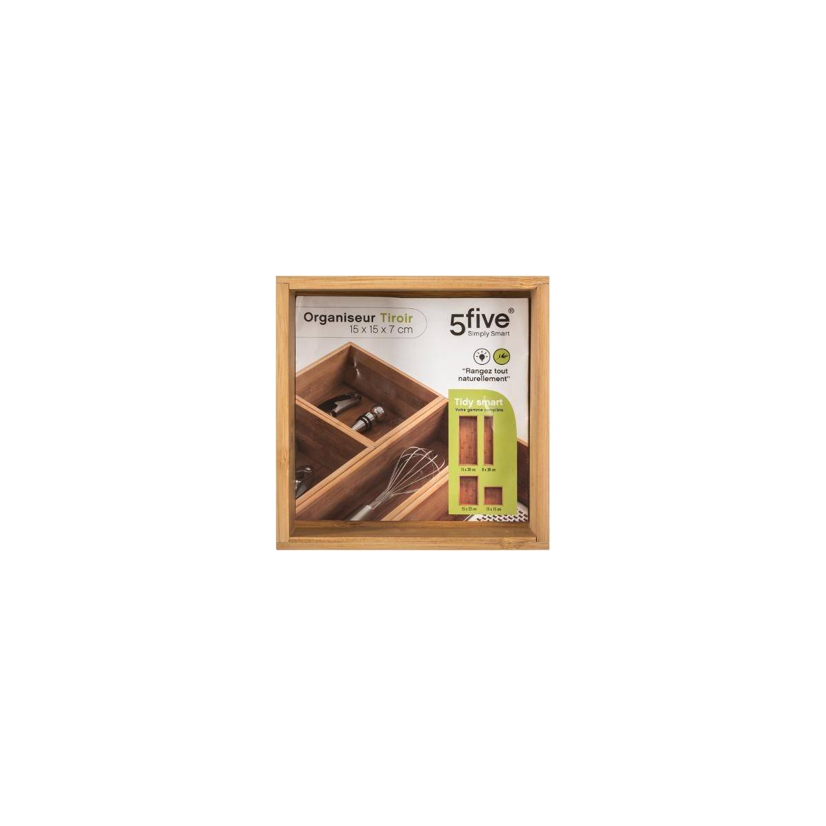 Organisateur en Bambou "Tidy Smart" 15x15cm Naturel - Image 2