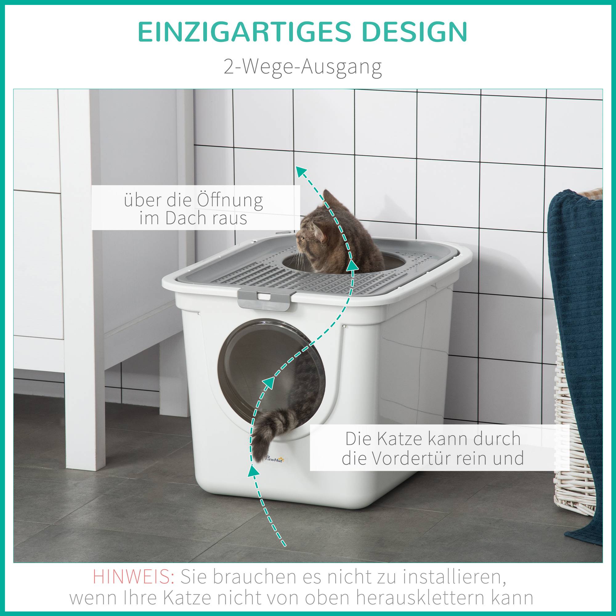 Sans Marque - Litière 2 voies, pelle incluse, Blanc+Gris - Image 8