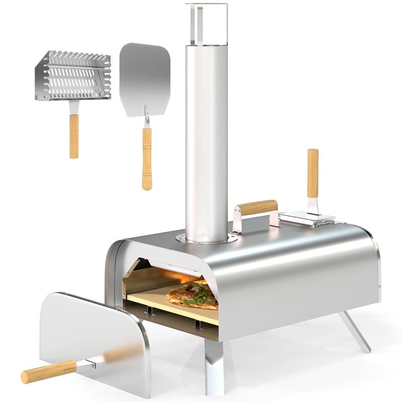 Four à pizza extérieur acier inoxydable argent 79 x 36 x 75 cm - PANGIVO - Image 7