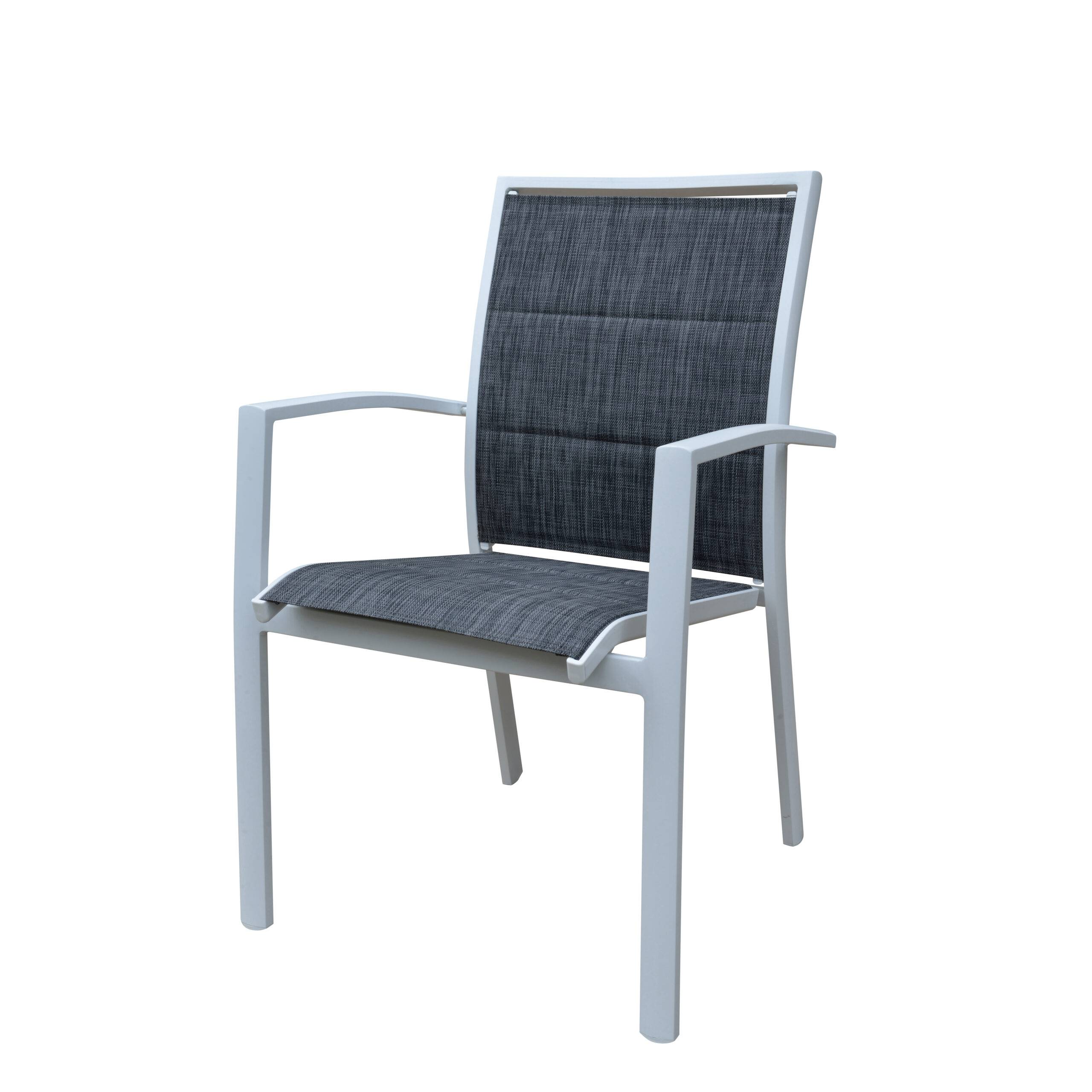 Wilsa Garden - Ensemble MODULO 8/12p en aluminium blanc et verre trempé gris perle avec 8 fauteuils et 4 chaises pliantes - Image 5