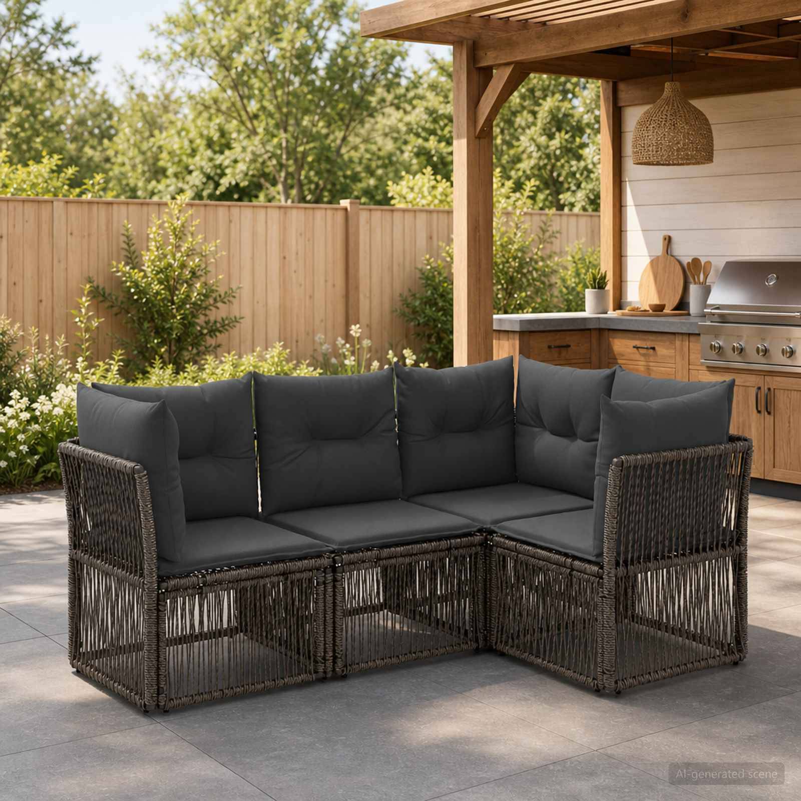 Vidaxl - Ensemble de canapé de jardin 4 pcs-Salons de jardin 4 place Gris polyrotin 752822 - Image 1