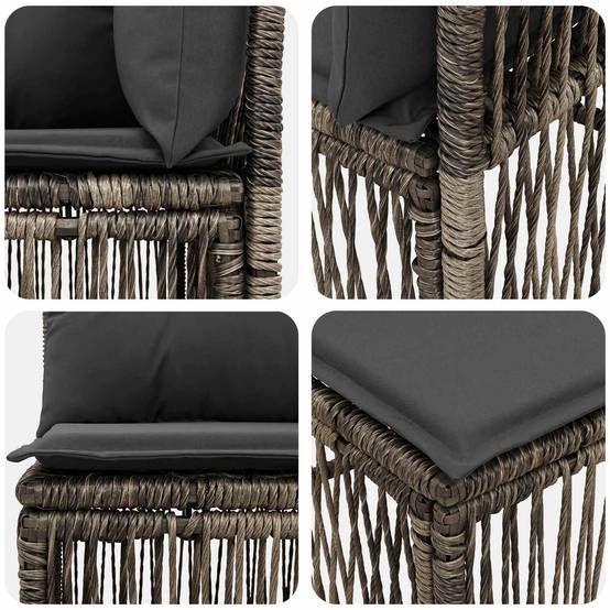 Vidaxl - Ensemble de canapé de jardin 4 pcs-Salons de jardin 4 place Gris polyrotin 752822 - Image 6