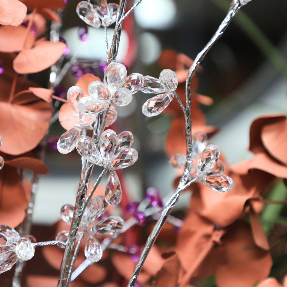 Branche de fleurs «Fleurs Cristal» en verre transparent 90cm Chemin de campagne - Image 3