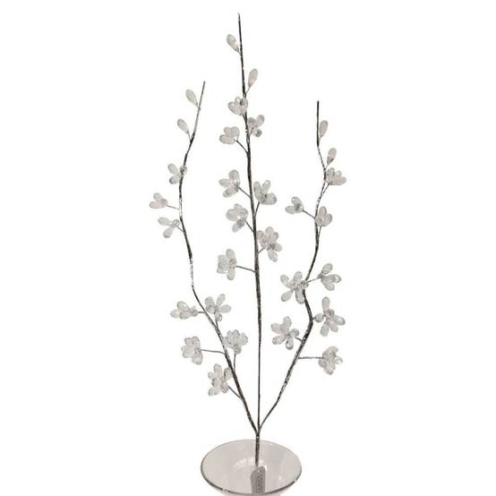 Branche de fleurs «Fleurs Cristal» en verre transparent 90cm Chemin de campagne - Image 1