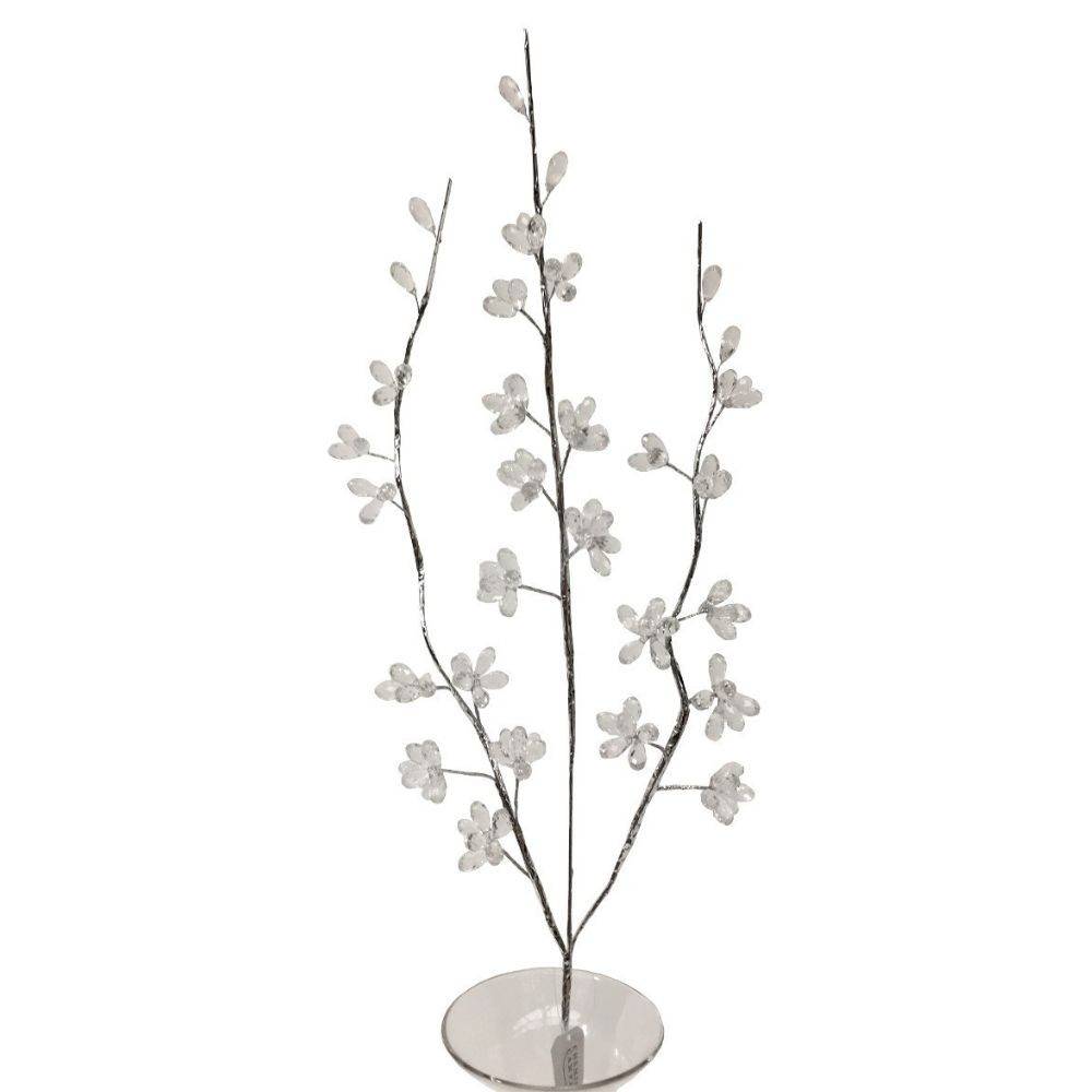 Branche de fleurs «Fleurs Cristal» en verre transparent 90cm Chemin de campagne - Image 1