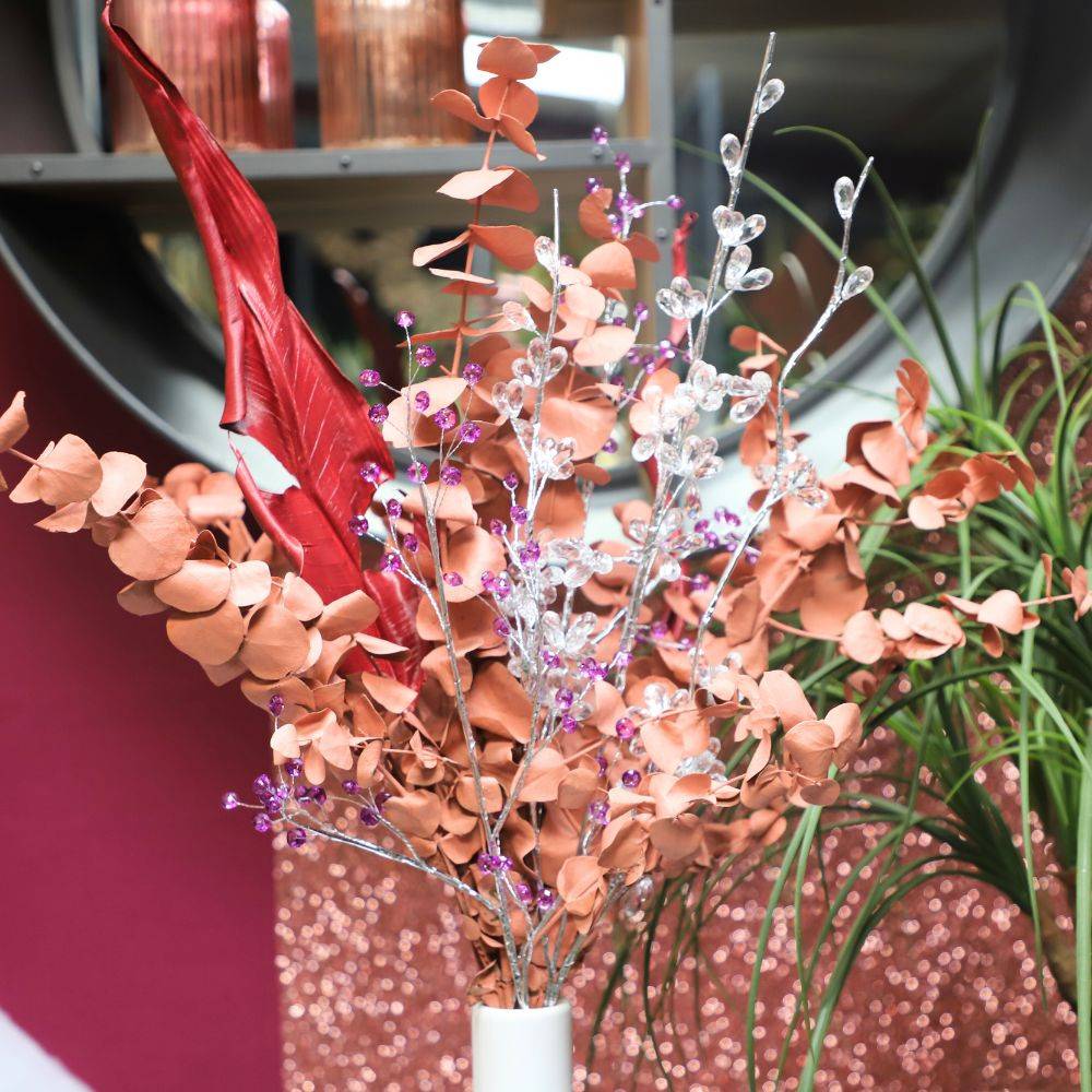 Branche de fleurs «Fleurs Cristal» en verre transparent 90cm Chemin de campagne - Image 5