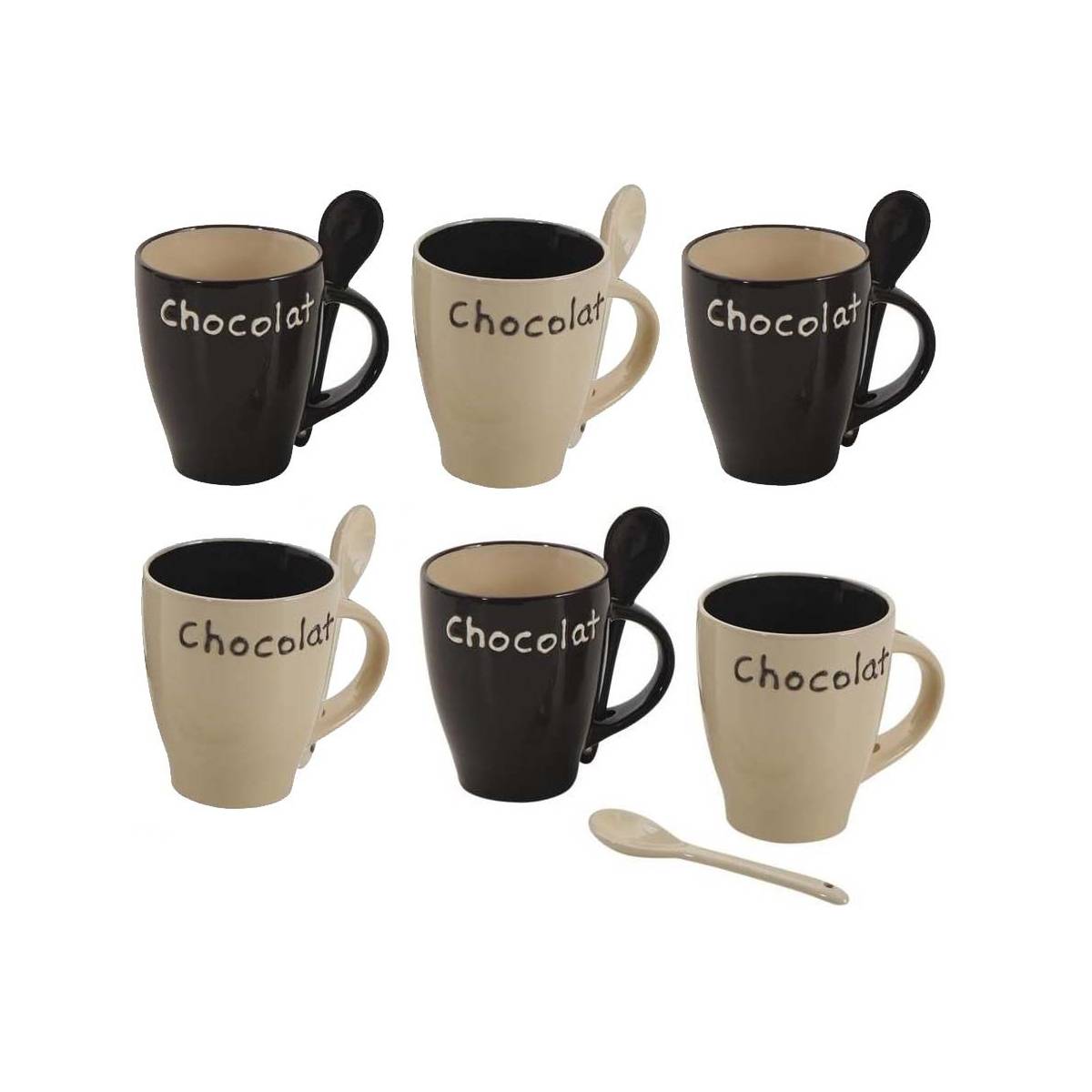 Aubry Gaspard - Mug à chocolat en grès (Lot de 6) - Image 1