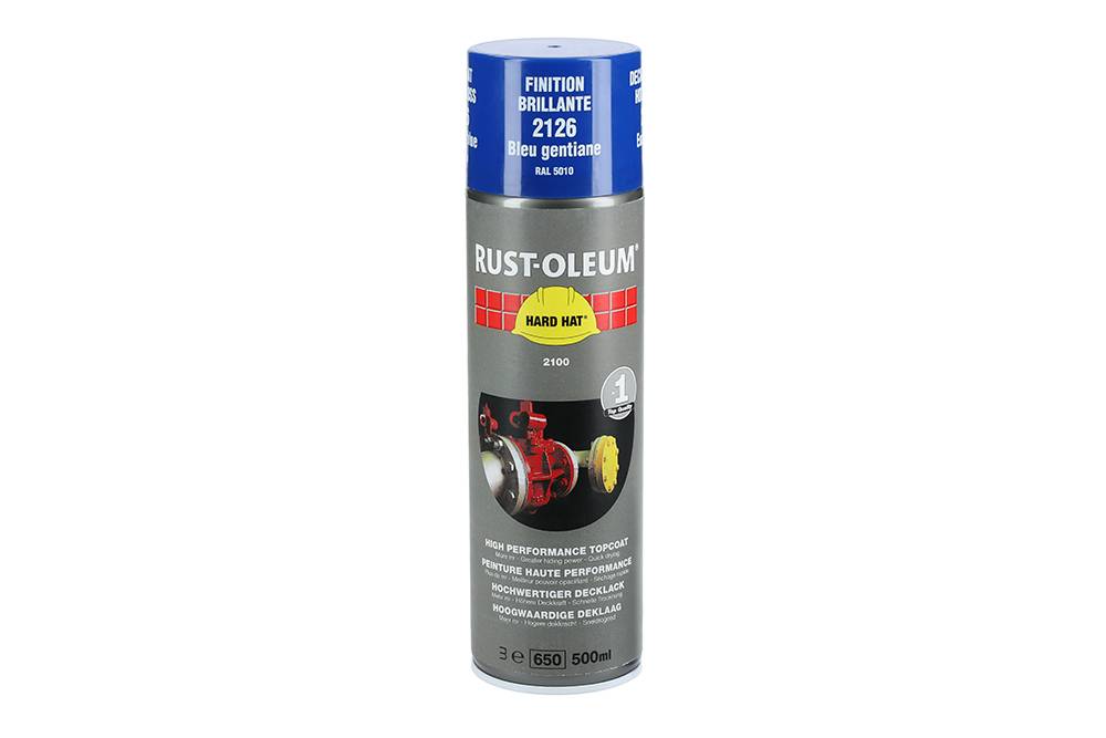 Couche de finition Hard Hat Ral-couleurs bleu gentiane RAL 5010 500ml - RUST-OLEUM - 2126 - Image 2