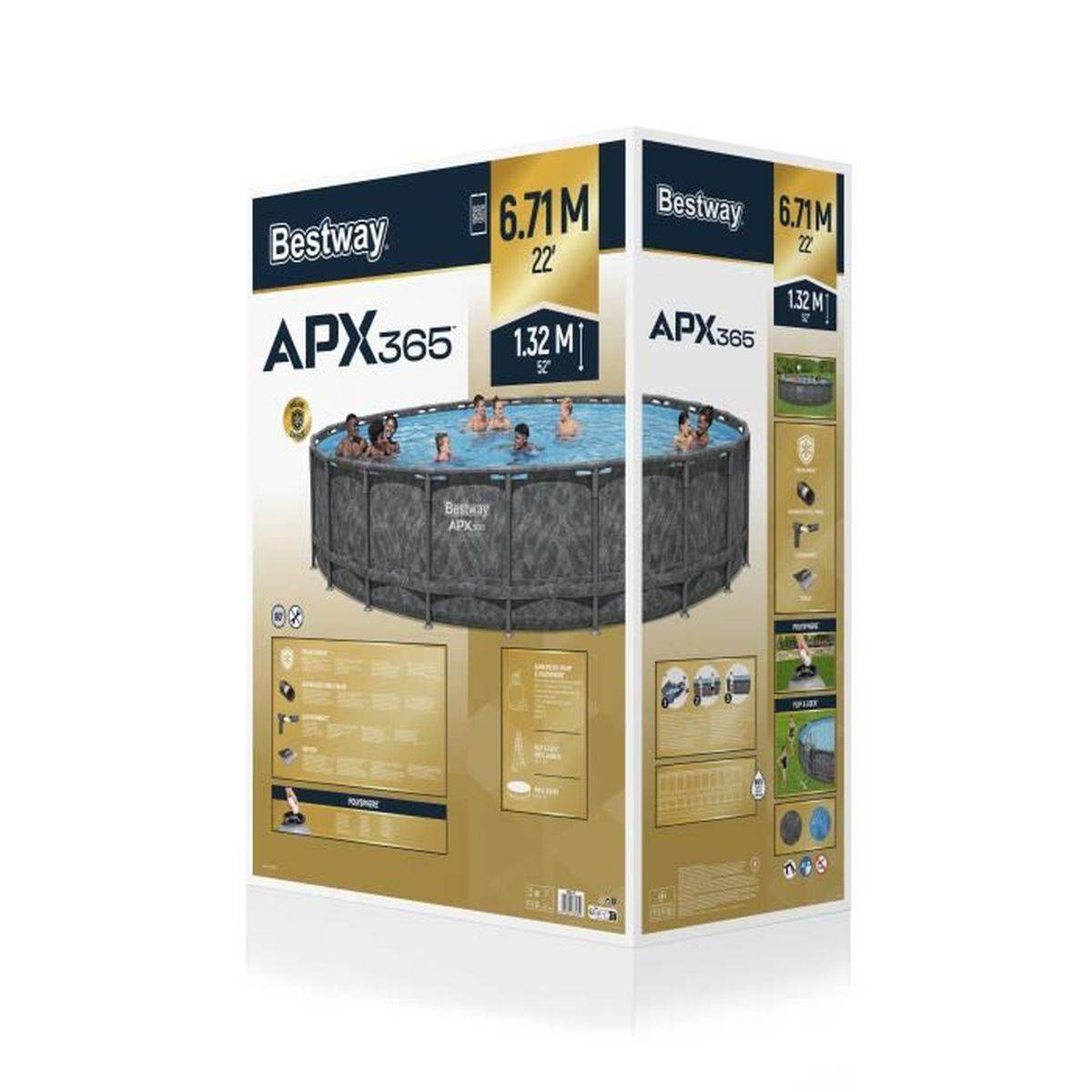 Bestway - Piscine hors-sol tubulaire ronde APX 365, 671 x 132 cm, filtration sable, échelle, bâche - Bestway - Image 9