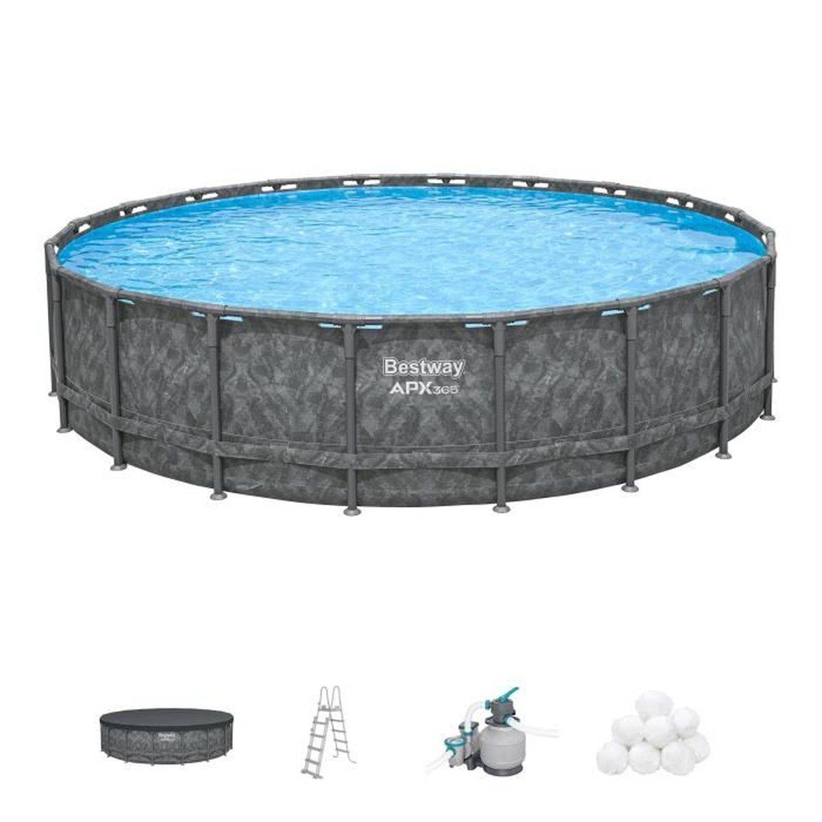 Bestway - Piscine hors-sol tubulaire ronde APX 365, 671 x 132 cm, filtration sable, échelle, bâche - Bestway - Image 1