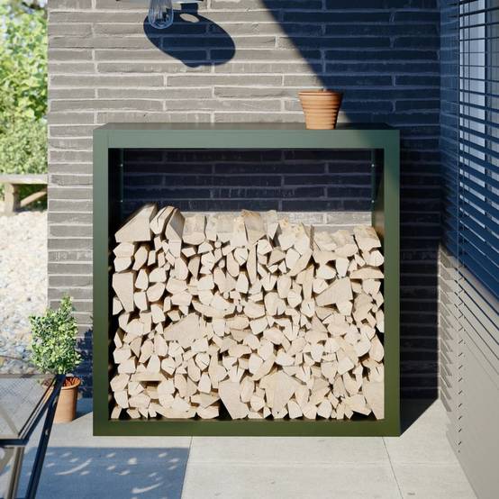 Range-bûches en acier pour bois de chauffage extérieur et intérieur Vert 100 cm – ComfortXL Outdoor Living - Image 1